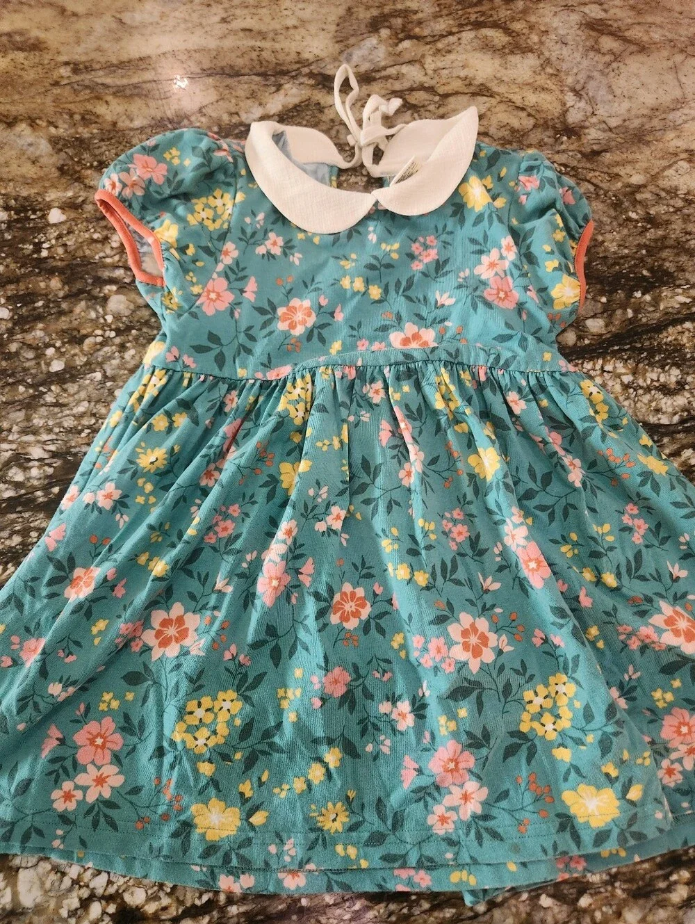 Wildflowers Teal Floral Dress with White Peter Pan Collar